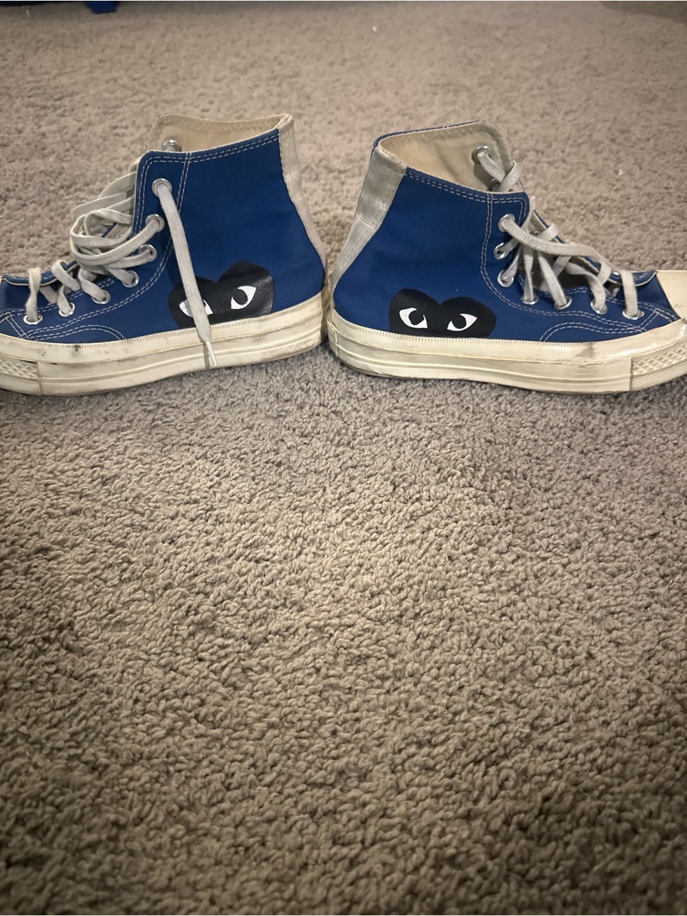 Converse Blue High-Top Sneakers with Black Eye Patch Graphic